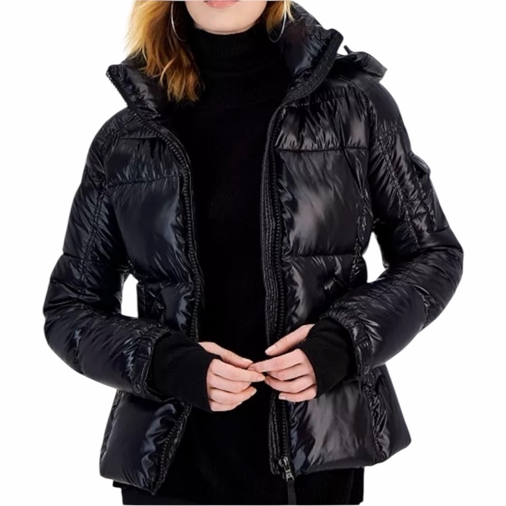 S13 New York Kylie Jacket Gloss Black Duck Down Winter Coat Puffer Jacket Size L